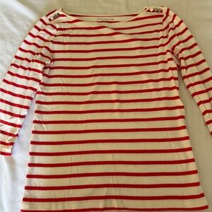 Ann Taylor Bold Red and White Striped top 
Size M petite